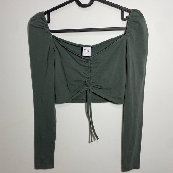 TNA Tops - Tna 90s Malibu Longsleeve Crop Top in Green size XXS
